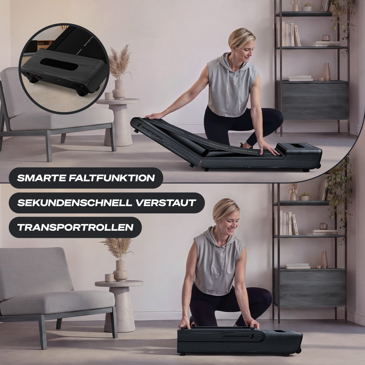 WoodPad Pro Laufband grau
