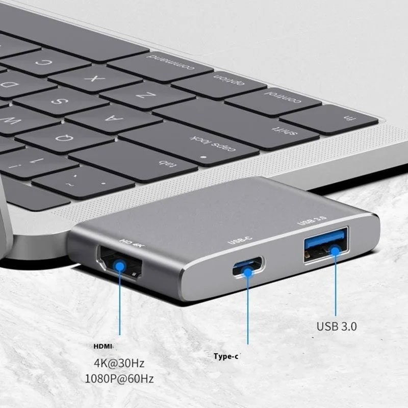 Dual USB-C Multiport Adapter Hub mit HDMI 4K / USB 3.0   USB-C (PD / 3.0) Kompatibel mit Apple MacBook - Silber