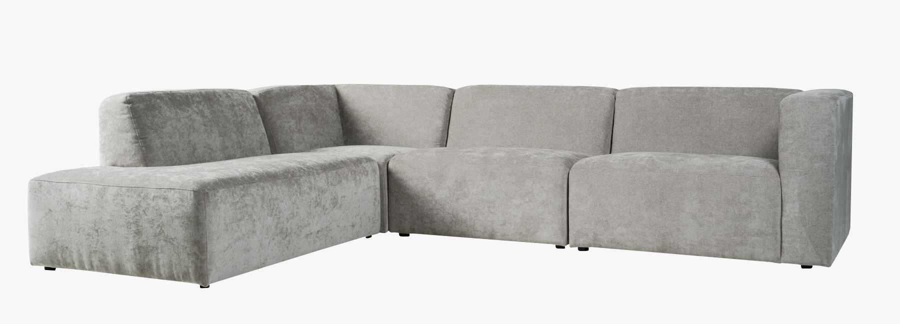 4 deler m/åpen ende venstre grå - 227x297x73 cm