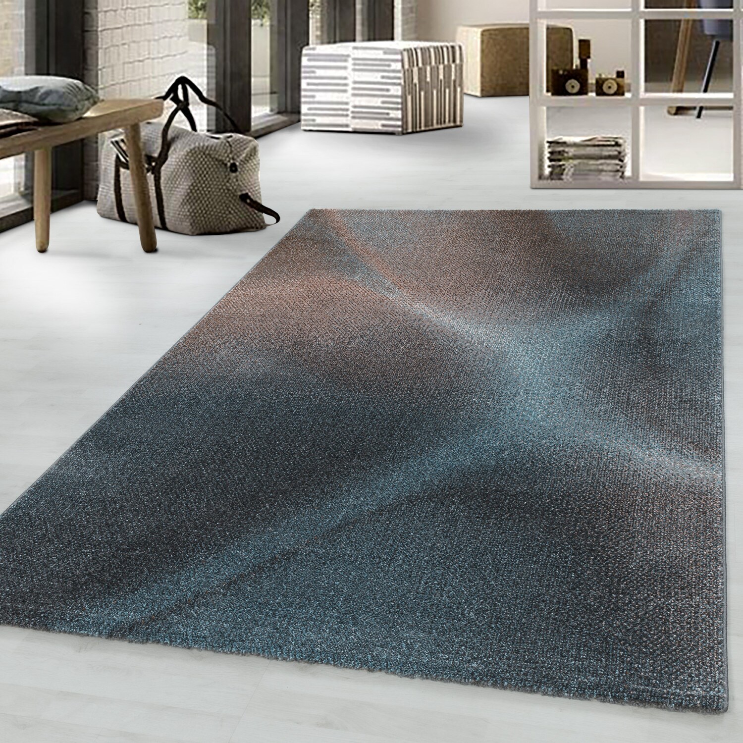 Designer Kurzflor Teppich modern design Wohnzimmer meliert kariert Höhe 10 mm