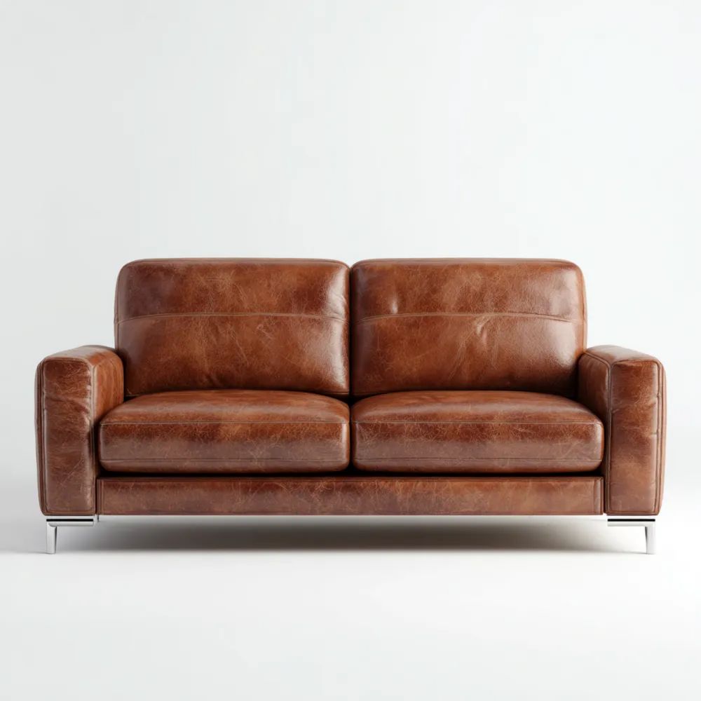 2-Sitzer Ledersofa 150x85x80 cm - Braun - Modernes Design