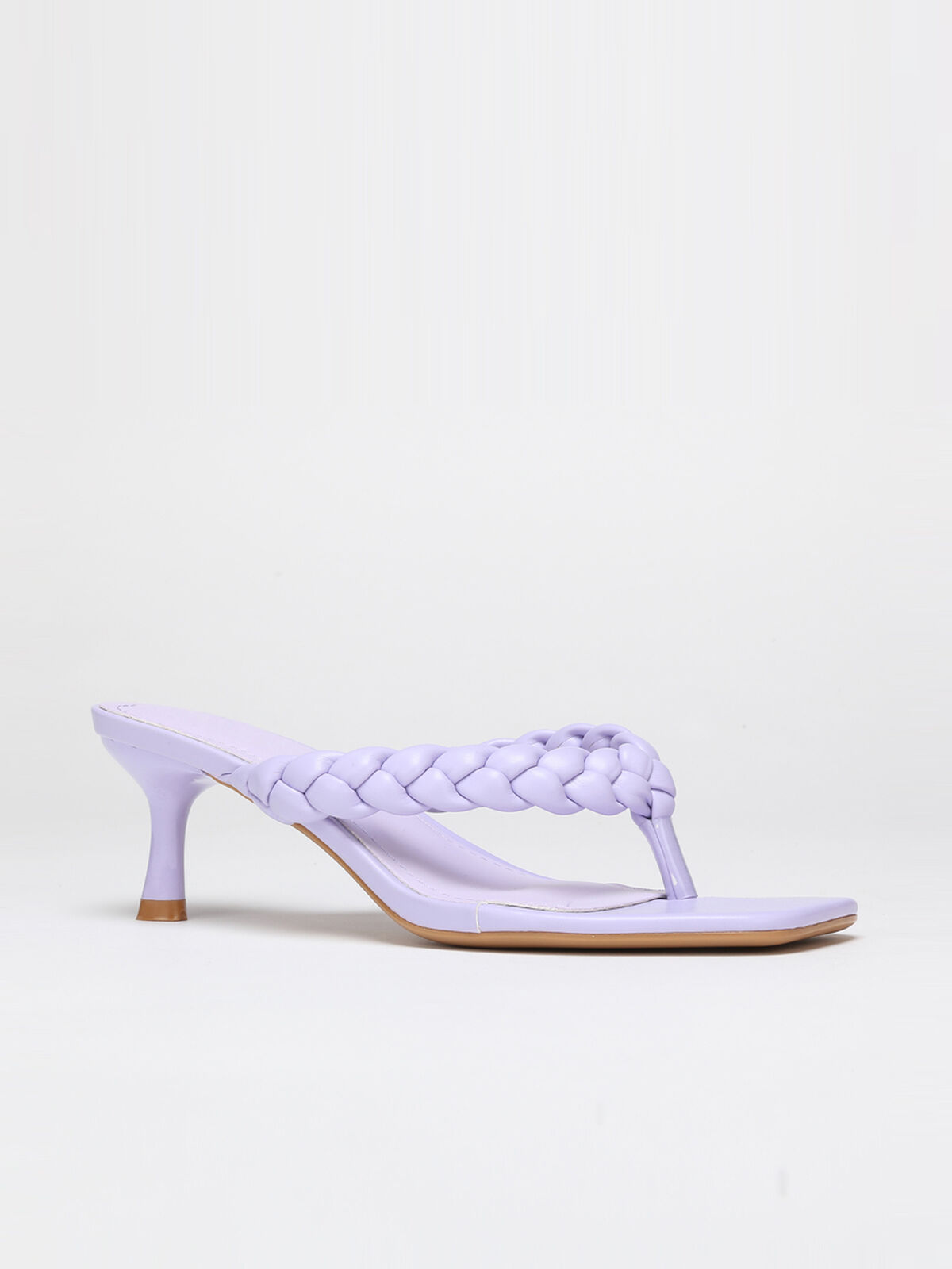 Mules bride tressée à petit talon- Violet