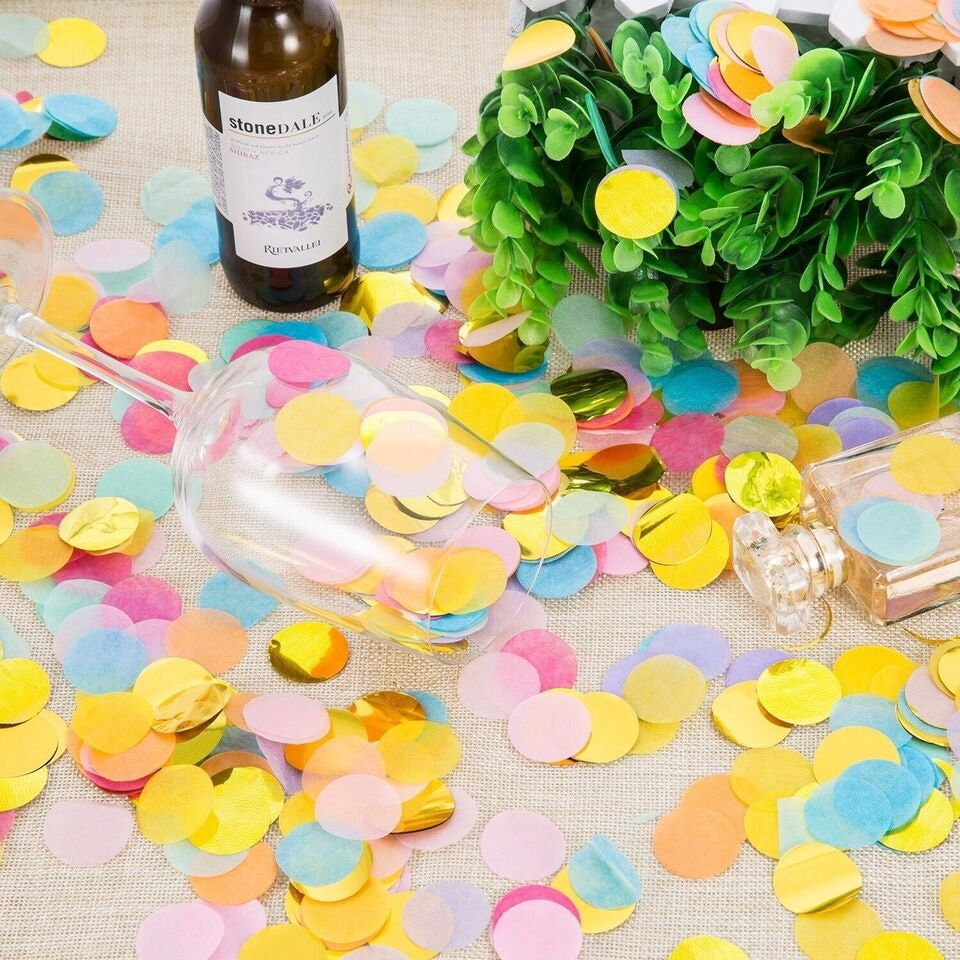 (15g) Ø15mm Seidenpapier Konfetti Party Dekoration Runde Streukonfetti Metallic Tischdeko - Assortiert