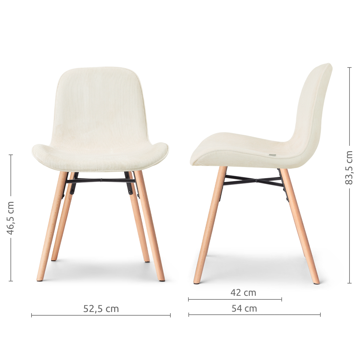 Eetkamerstoel Nena-Fé houten onderstel rib beige