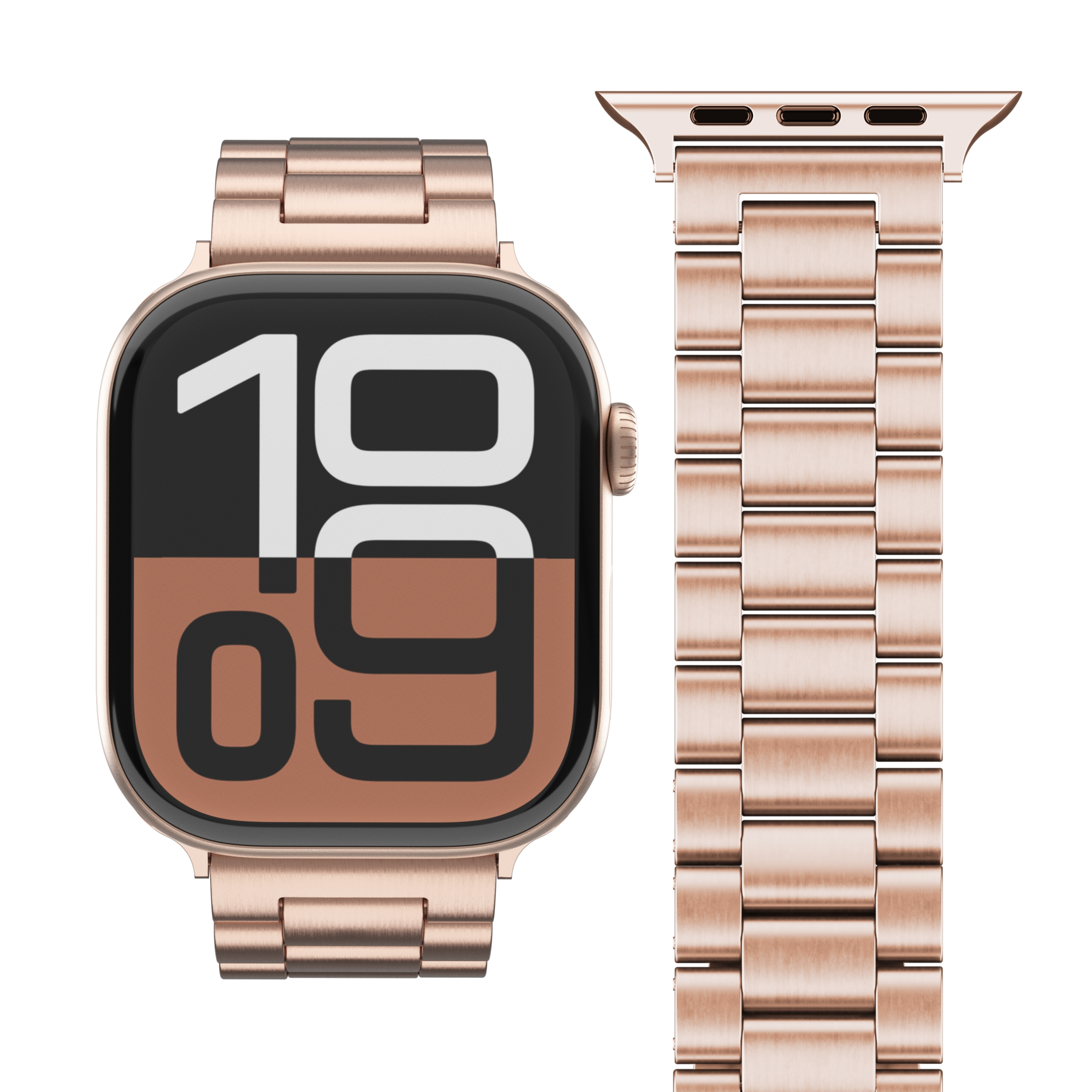Link Bracelet 2 Apple Watch (49/46/45/44 mm) Edelstahl Gliederarmband mit Faltschliesse (AWS00206) - Roségold