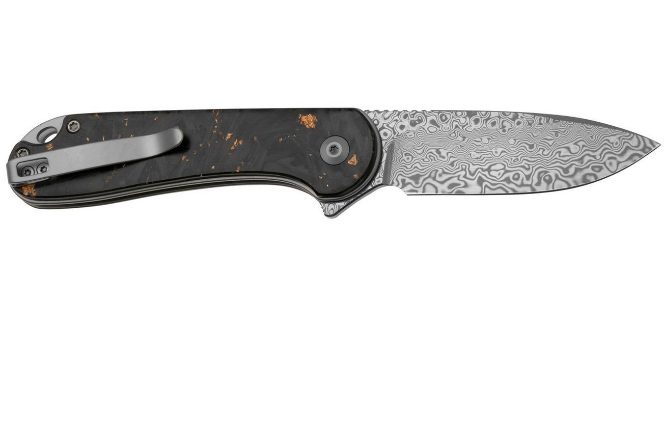 CIVIVI Elementum II Button Lock C18062P-10 Damascus, Carbon Fiber Golden Shred, zakmes