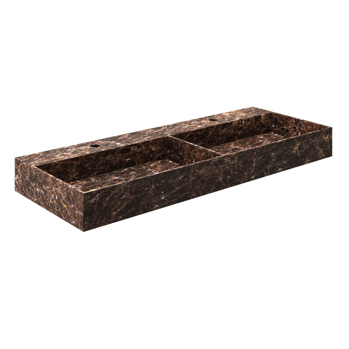 Fontana Dark Emperador badmeubel 120cm mat zwart met ribbelfront met kraangaten