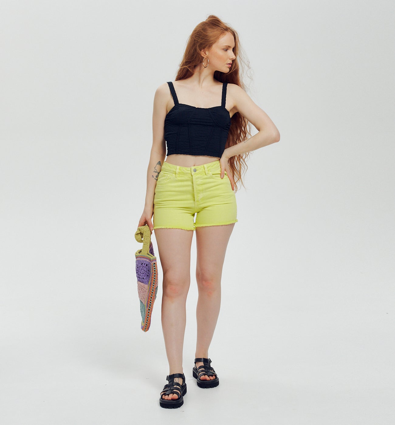 Short en jean pastel Femme - VERT ANIS CLAIR