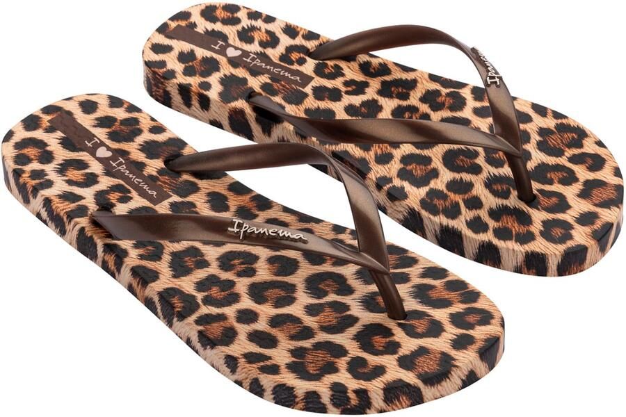 Ipanema teenslippers met panterprint bruin beige