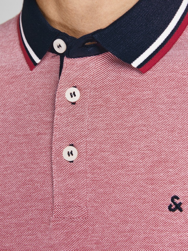 Jack & Jones Poloshirt »JJEPAULOS im Doppelpack mit Logostickerei und Komfort«, 2 Stk. unifarben mit Farbeinsatz, modisch, schmal, Baumwolle, Polokragen