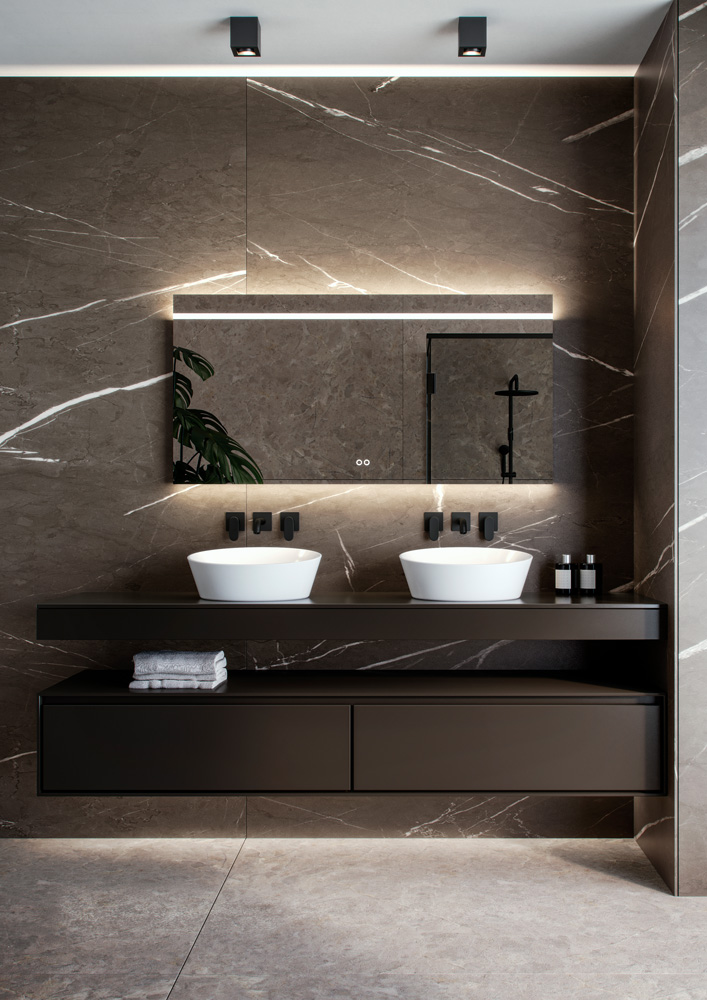 Hipp Design 4500 spiegel 100x70cm met LED streep, backlight en spiegelverwarming