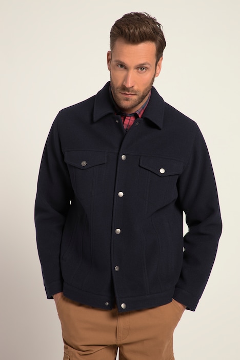 Jacke, Truckerstyle, Wolloptik, Druckknöpfe, Klappentaschen, bis 8 XL