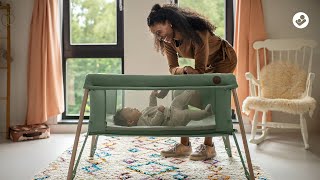 Iris Reisebett 0 - 3 Y   0 - 15 kg    Kompakt und leicht |    Besonders bequeme Matratze |    Zwei Schlafebenen |    100% recycelte Eco Care Stoffe |