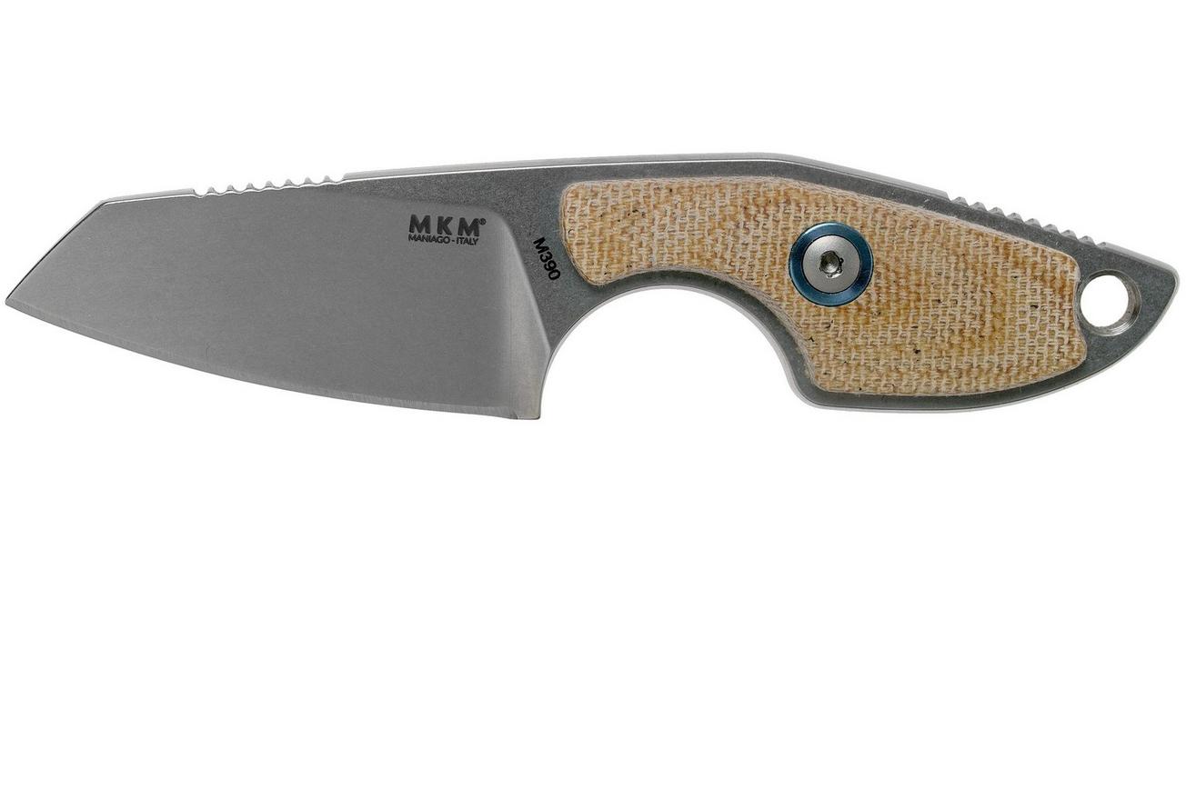 MKM Mikro 2 Wharncliffe, Stonewashed Natural Canvas Micarta nekmes, Jesper Voxnaes design