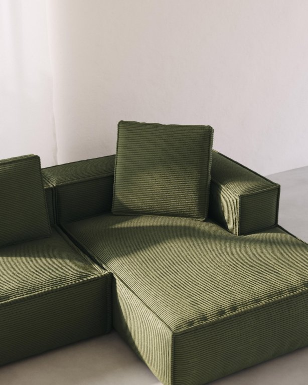 Kave Home Blok 4-zits bank met chaise longue rechts Grey Corduroy