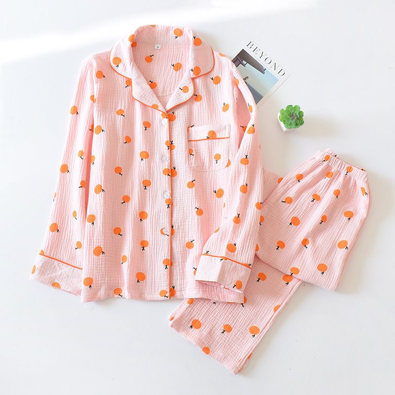 Somnus - Pyjamaset: Oranje print shirt + broek