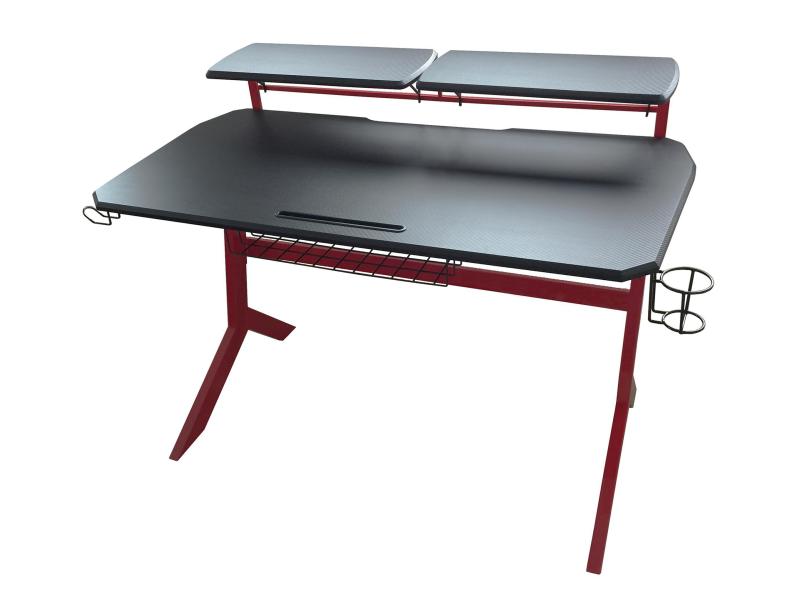 LC-Power Gaming Tisch LC-GD-1R Schwarz/Rot Gaming-Schreibtisch für bis zu zwei Monitore