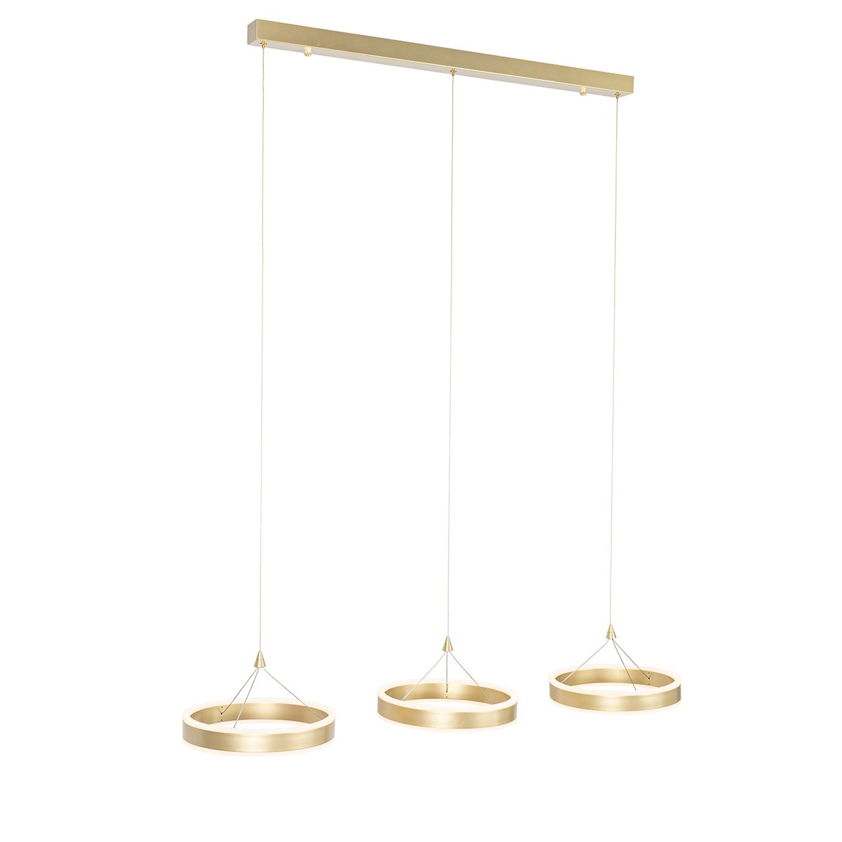 Hanglamp messing langwerpig incl. LED 3-staps dimbaar 3-lichts - Lyani