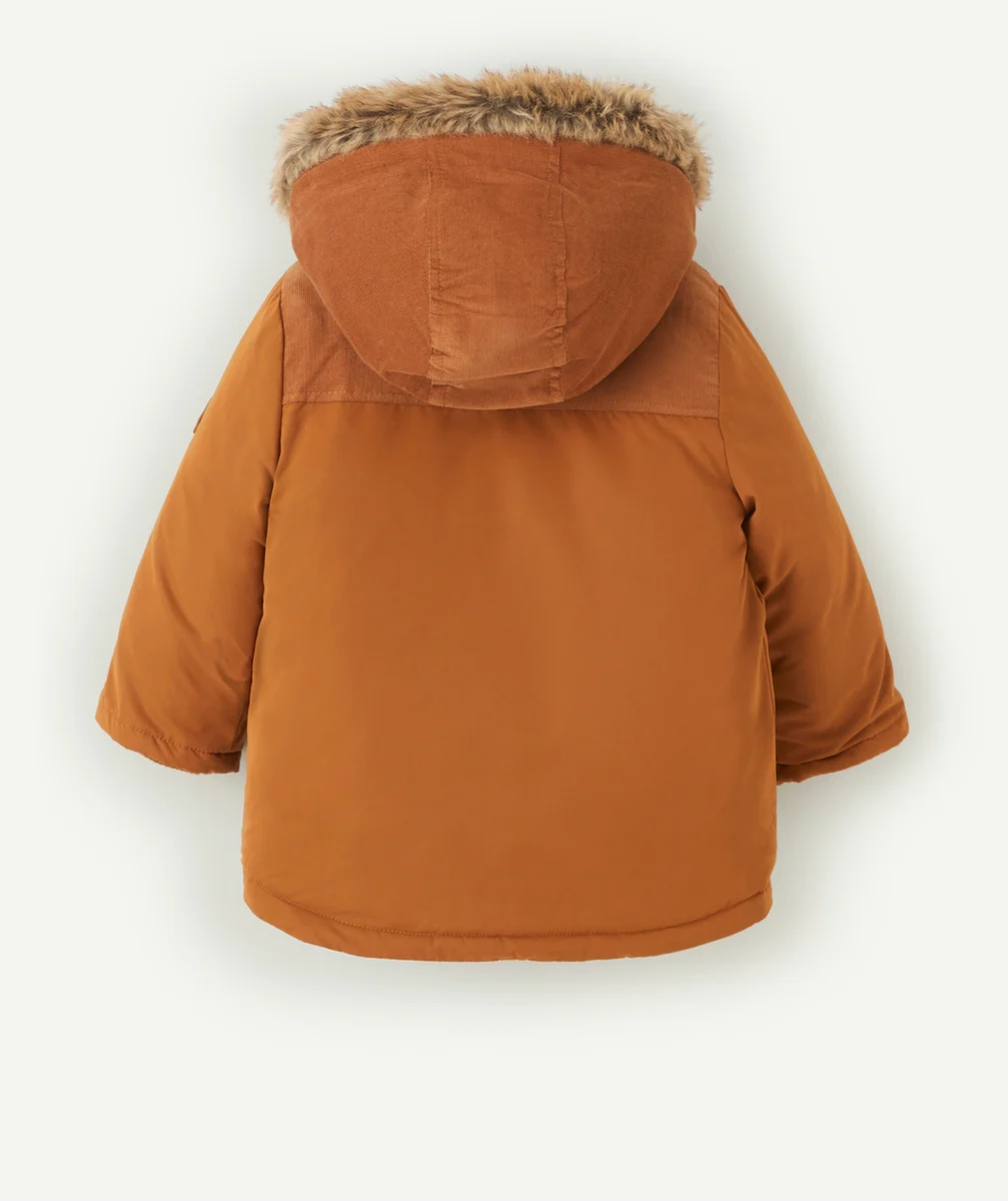 PARKA CAMEL À CAPUCHE BÉBÉ GARÇON EN REMBOURRAGE RECYCLÉ