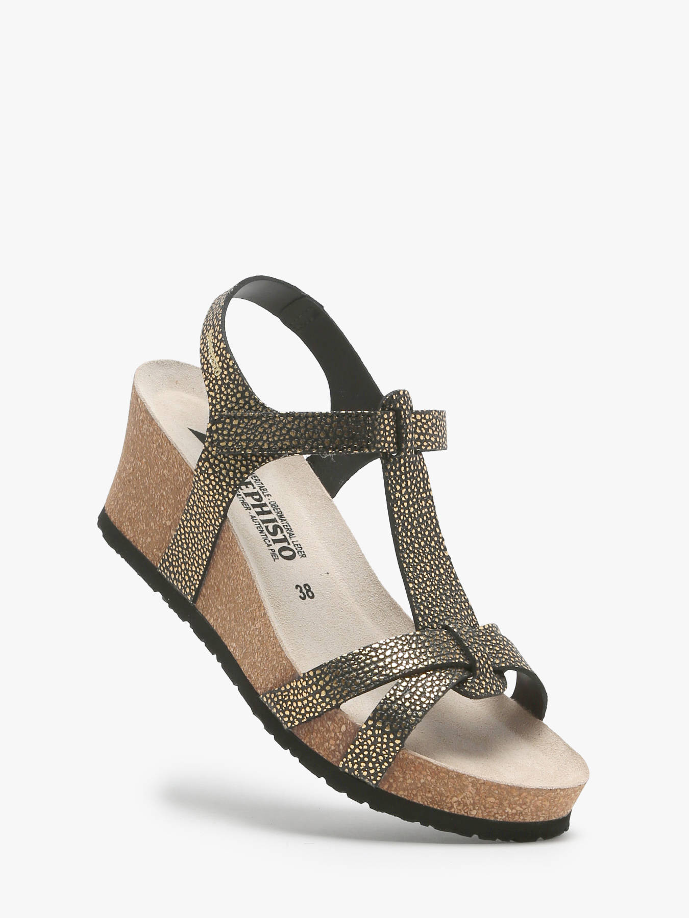 Sandales talon compens en cuir MEPHISTO