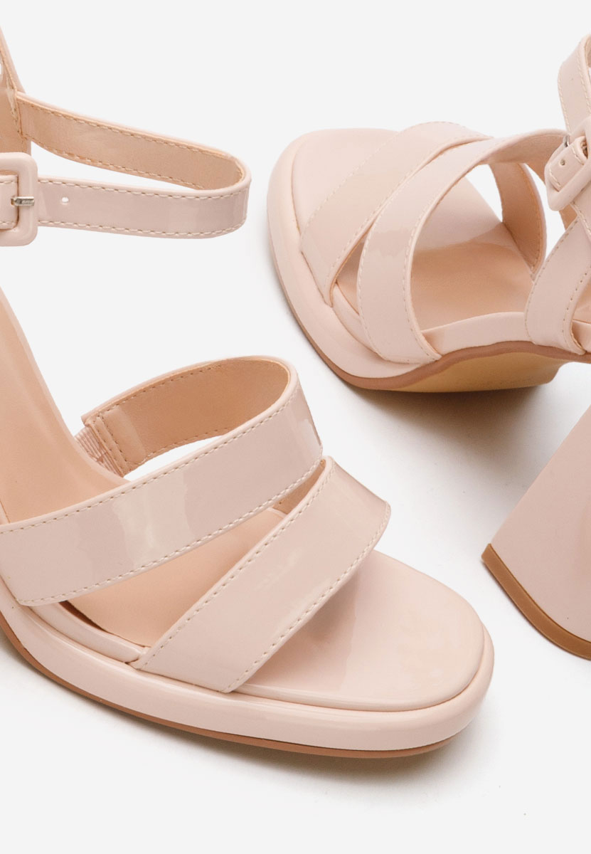 Sandales à talon épais beige Leonore