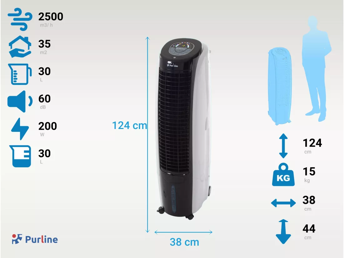 Rafraichisseur d'air par évaporation à débit élevé 6 vitesses