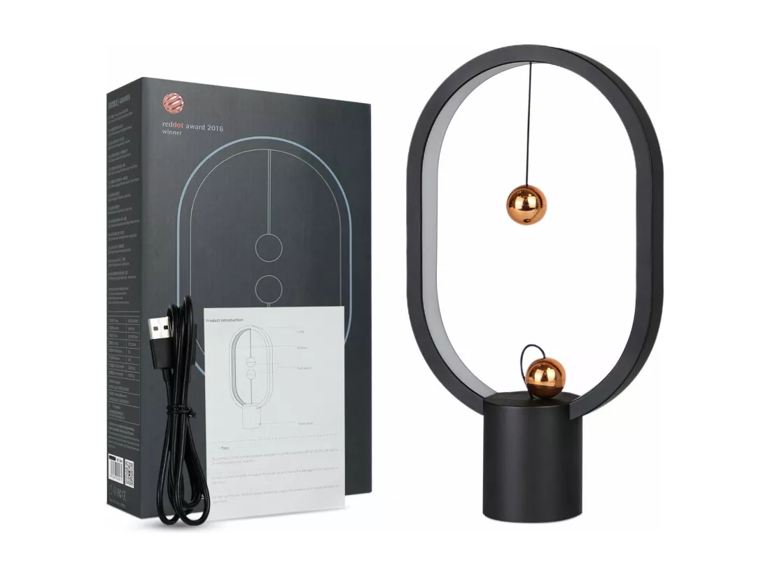 NETTLIFE Lampe de chevet LED noire Lampe de table : Lampe de table Petite lampe magnétique décorative avec USB