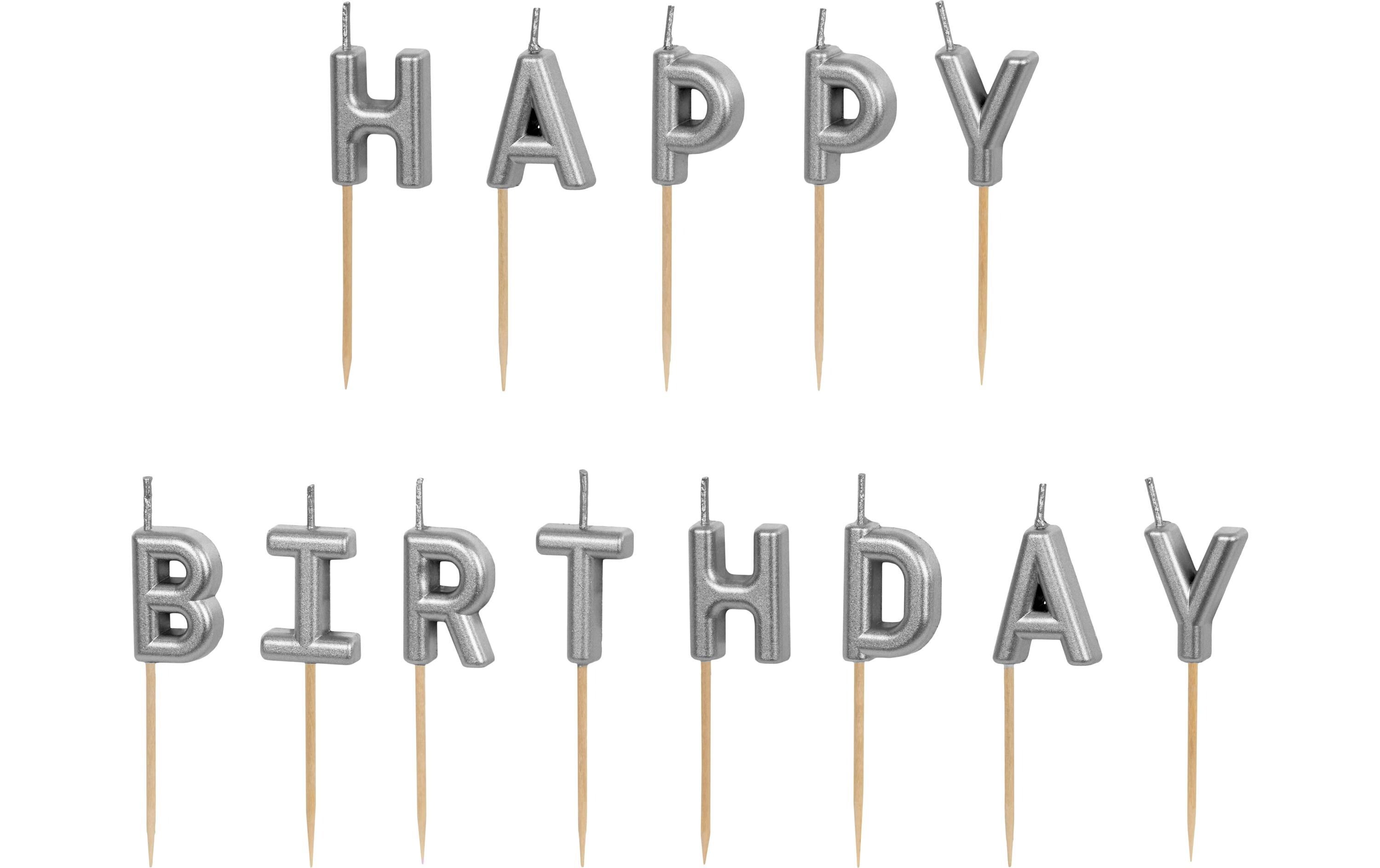 Geburtstagskerzen Buchstaben silber, H 2.5 cm, 13 StkHappy Birthday Kerzen