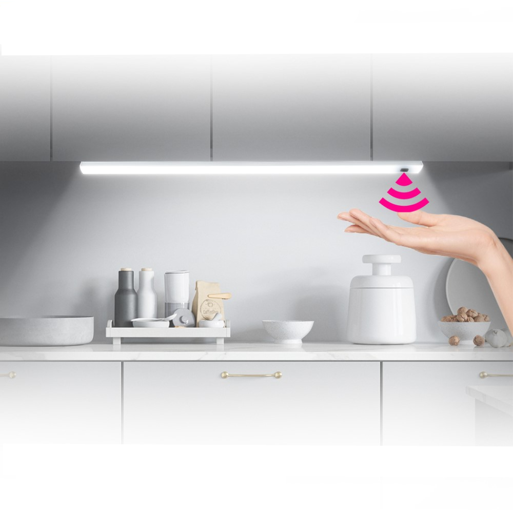 (40cm) Dimmbare USB LED Lichtleiste mit Gestensteuerung und 35 LED's   Klebe Halterung - Kaltweiss