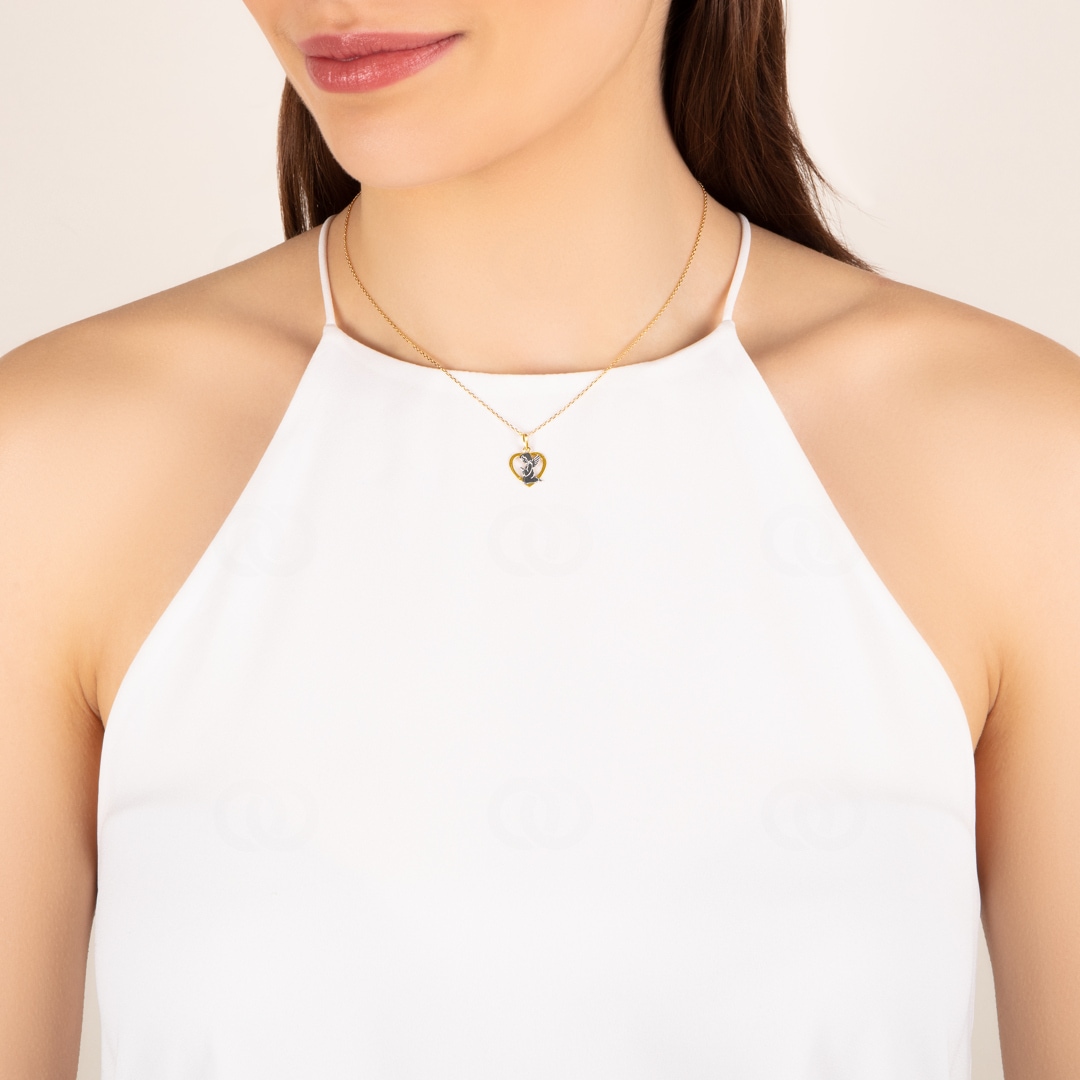 Herzanhänger 750/18 K Gelb- und Weissgold Schutzengel