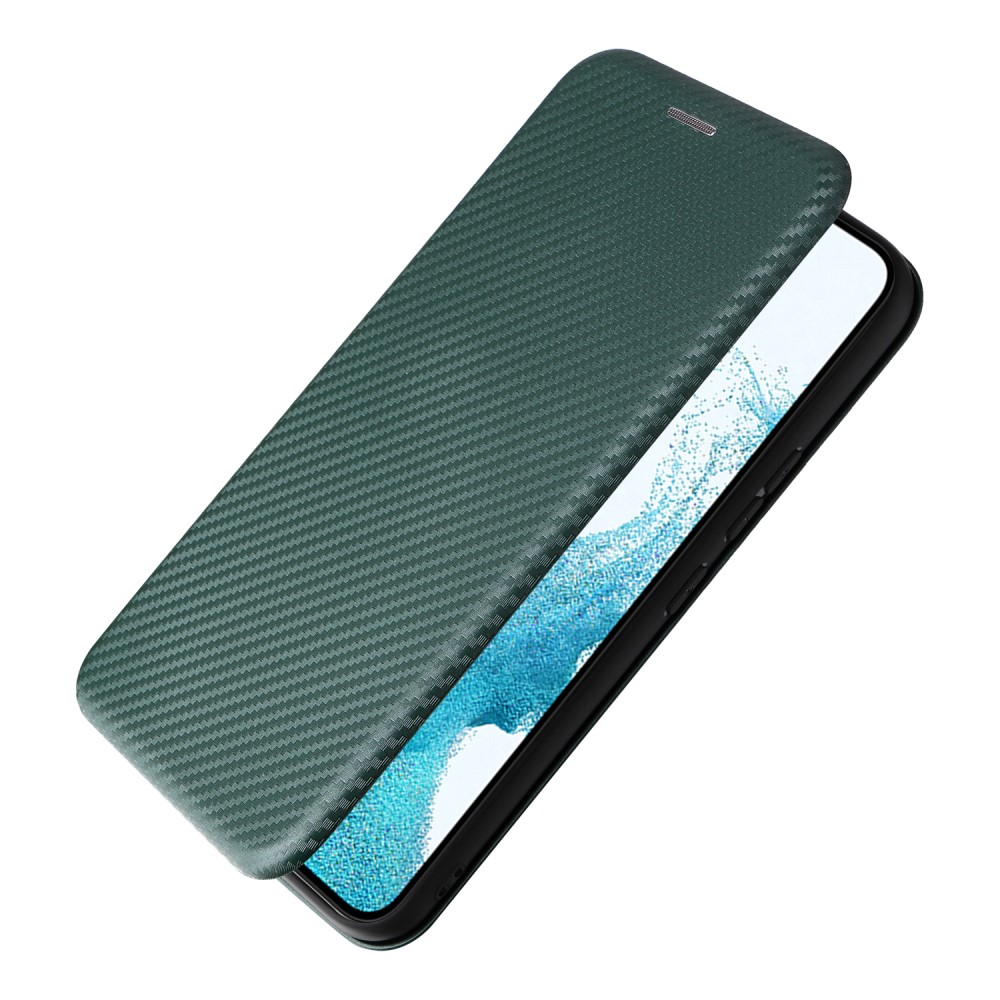 Samsung Galaxy A54 5G Leder Tasche Flip Cover Carbon Look - Grün
