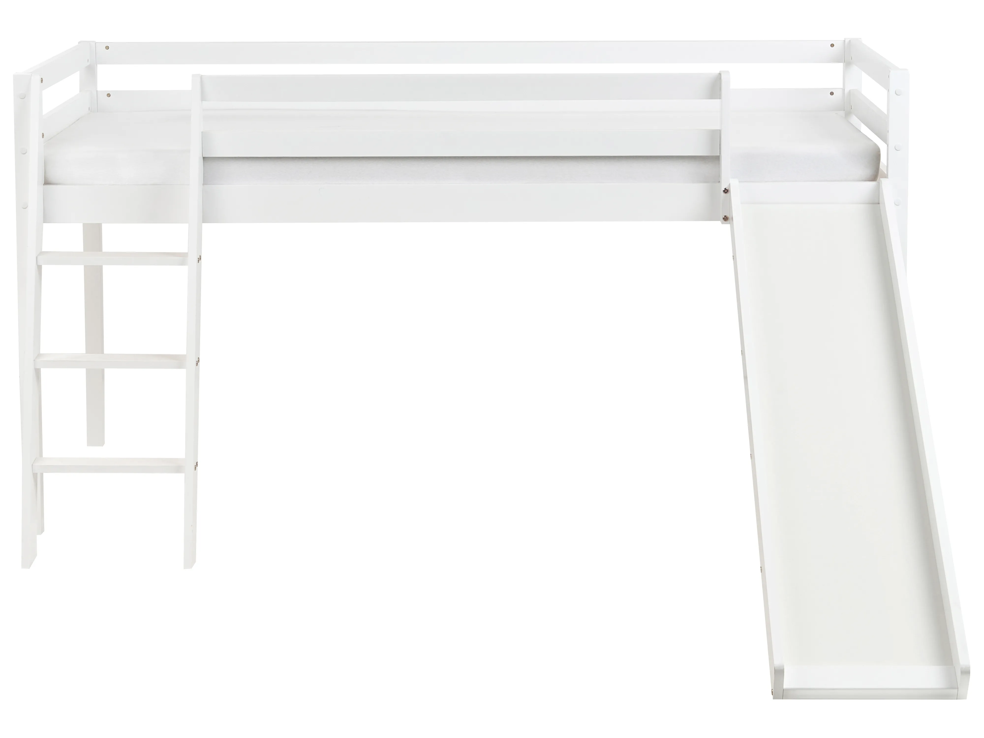 Verhoogd bed Dennenhout STAPLE 90 x 200 cm met glijbaan Wit