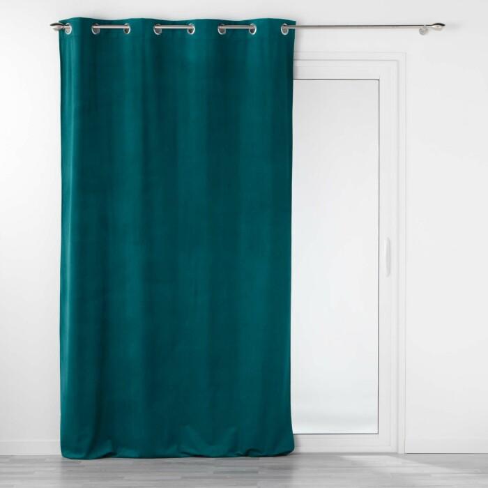 RIDEAU OEILLETS 140X260CM VELOURS VELOURIANE PETROLE