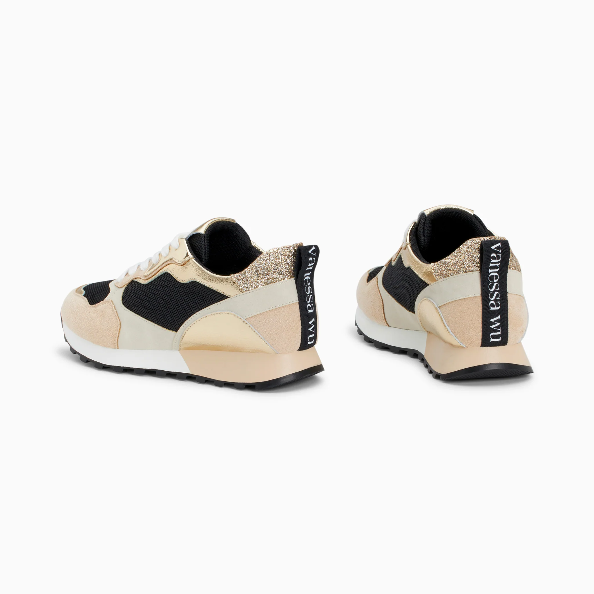 Sneakers-Baskets Bérénice noir et beige à semelle running
