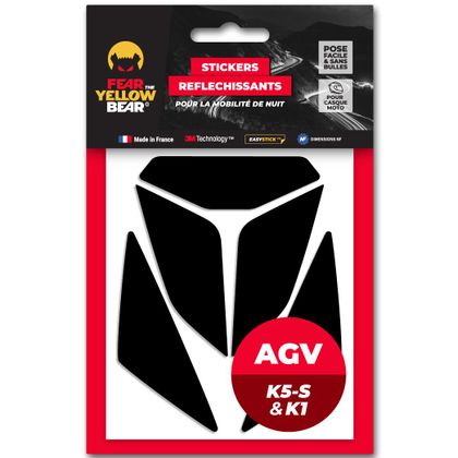 Stickers Réfléchissants Fear The Yellow Bear REPLICA AGV K5 / K1 - Noir