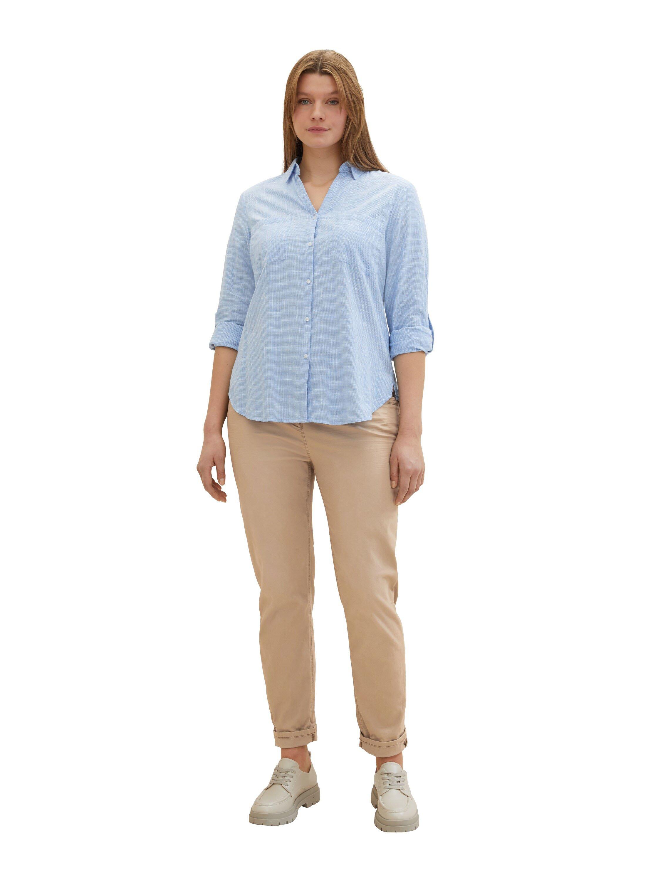 Hemdbluse in Strukturoptik, mit Krempelärmeln