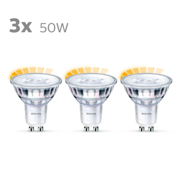 Philips LED spot GU10 50W 3 stuks warmglow dimbaar