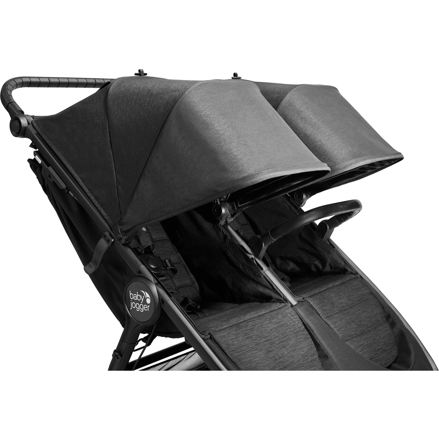 baby jogger Geschwisterwagen City Mini GT2 Double Jet schwarz inklusive Babywanne Mini GT2 Double, 1 x Sicherheitsbügel und Wetterschutz