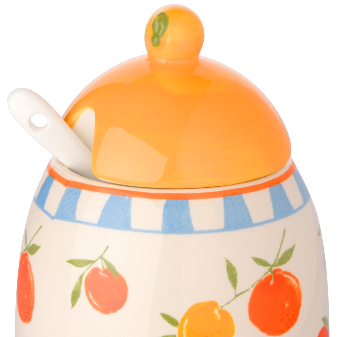 My Home Vorratstopf aus Keramik weiss / orange / hellblau