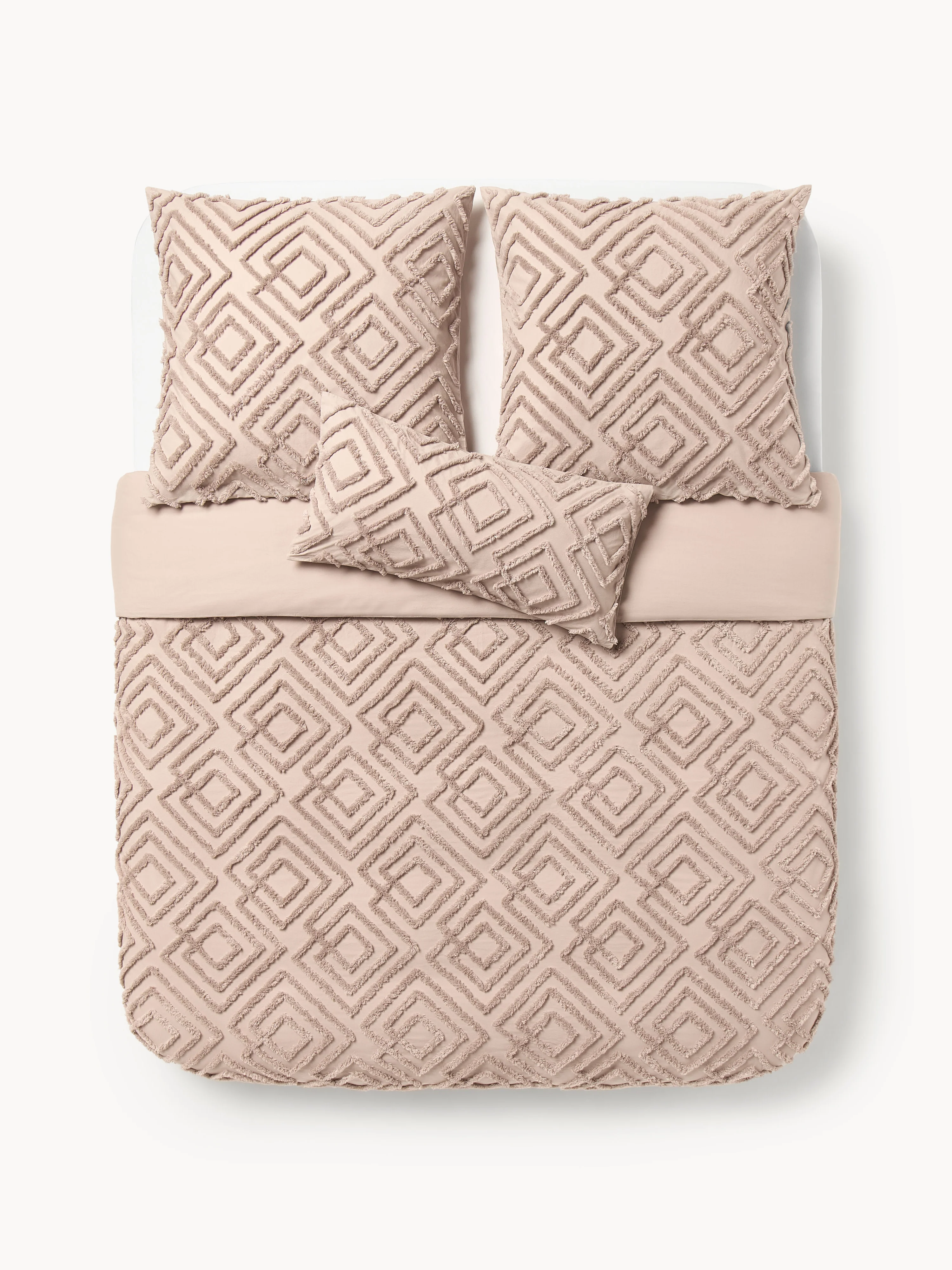 Katoenen perkal dekbedovertrek Phil met tufted ontwerp