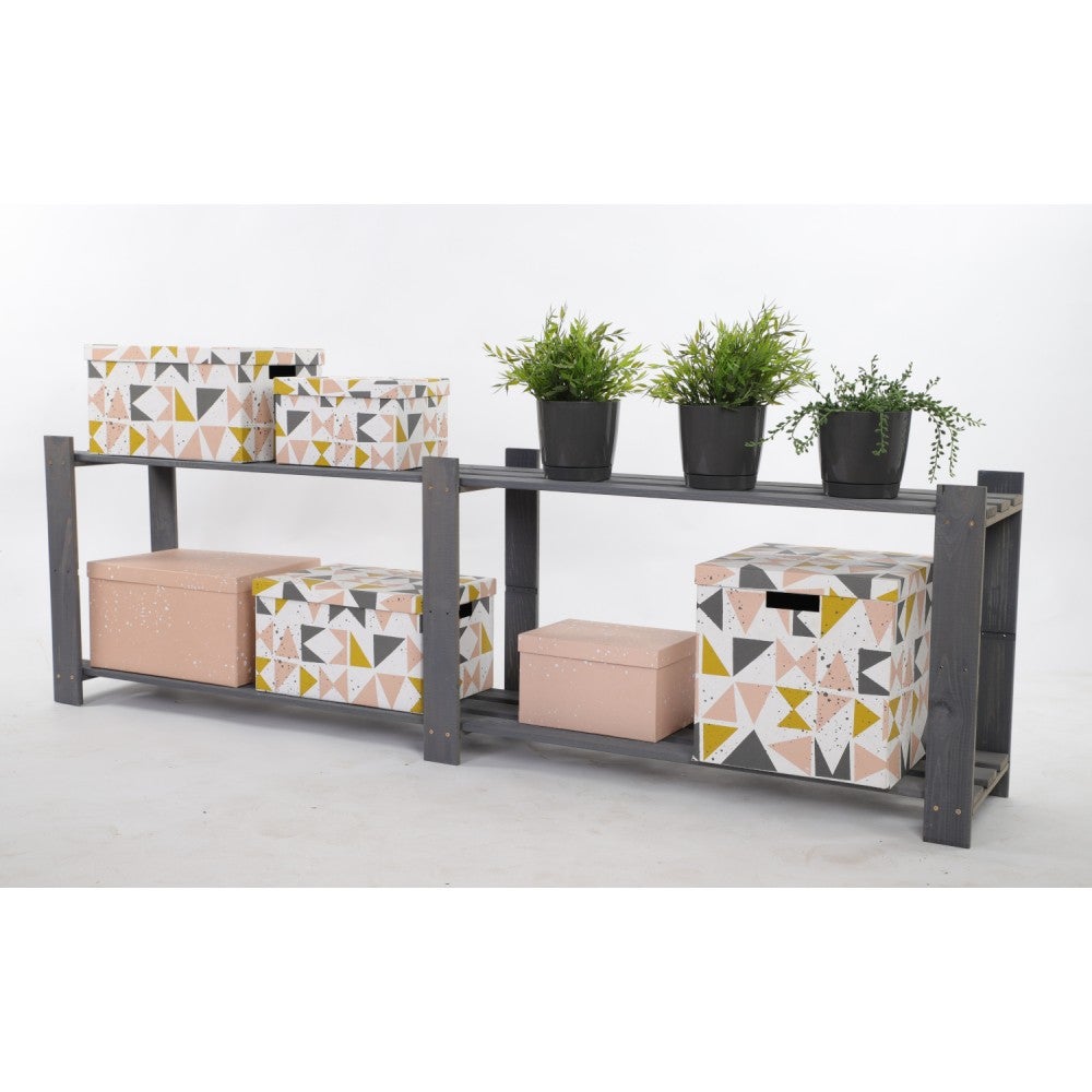 PROREGAL Pinepeak Houten Plank HxBxD 50 x 170 x 28 cm 2 Planken 1,2 cm Dik Dennenhout Grijs