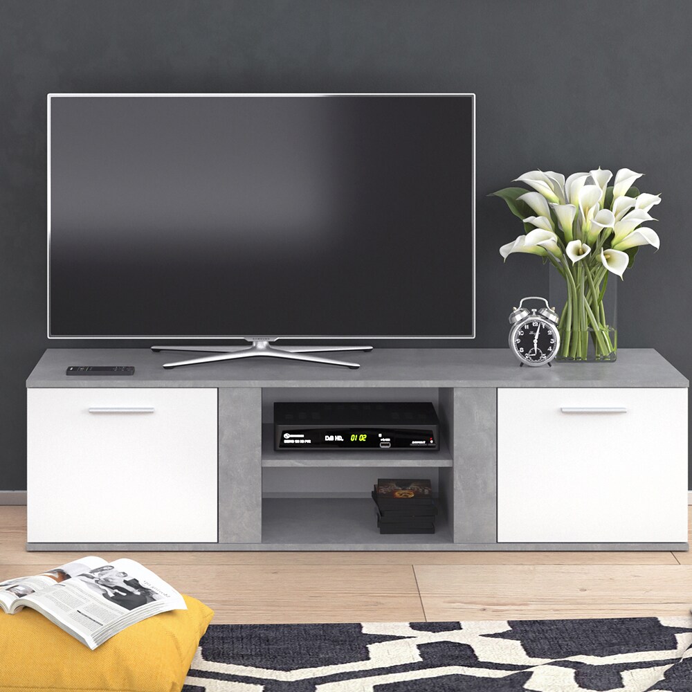 Vicco TV Lowboard Novelli Fernsehschrank Sideboard Fernsehtisch Weiß Beton
