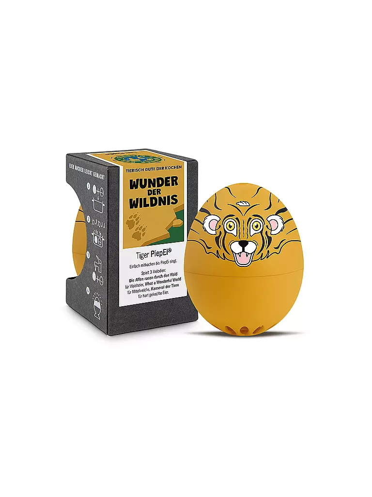 BRAINSTREAM Küchentimer - PiepiEi Wunder der Wildnis 3 Härtegrade Tiger  orange