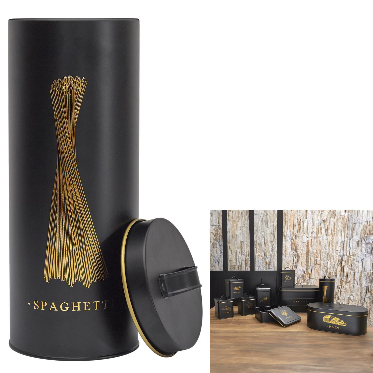 BOITE METAL NOIR ET DORE SPAGHETTI