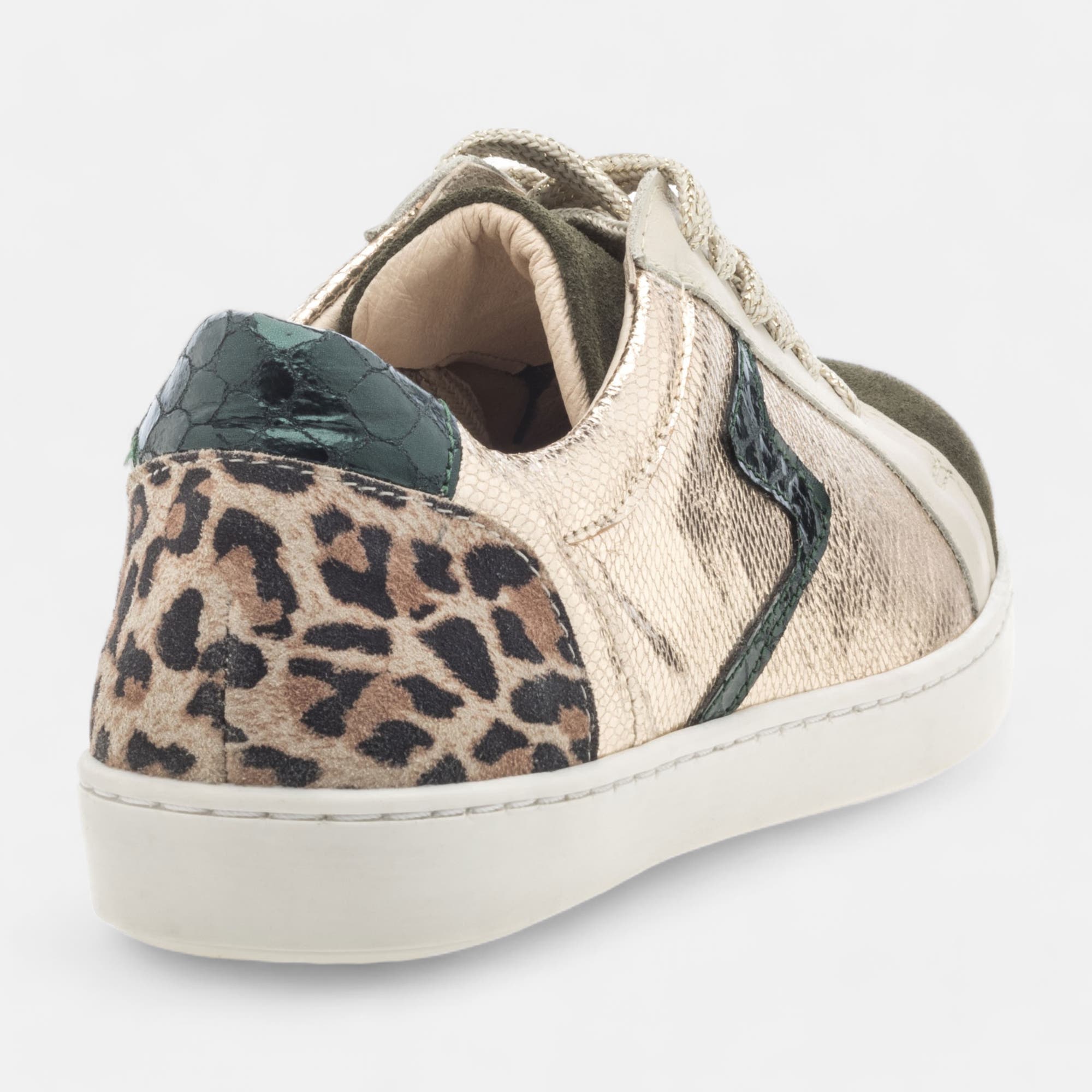 Baskets basses Femme en cuir kaki
