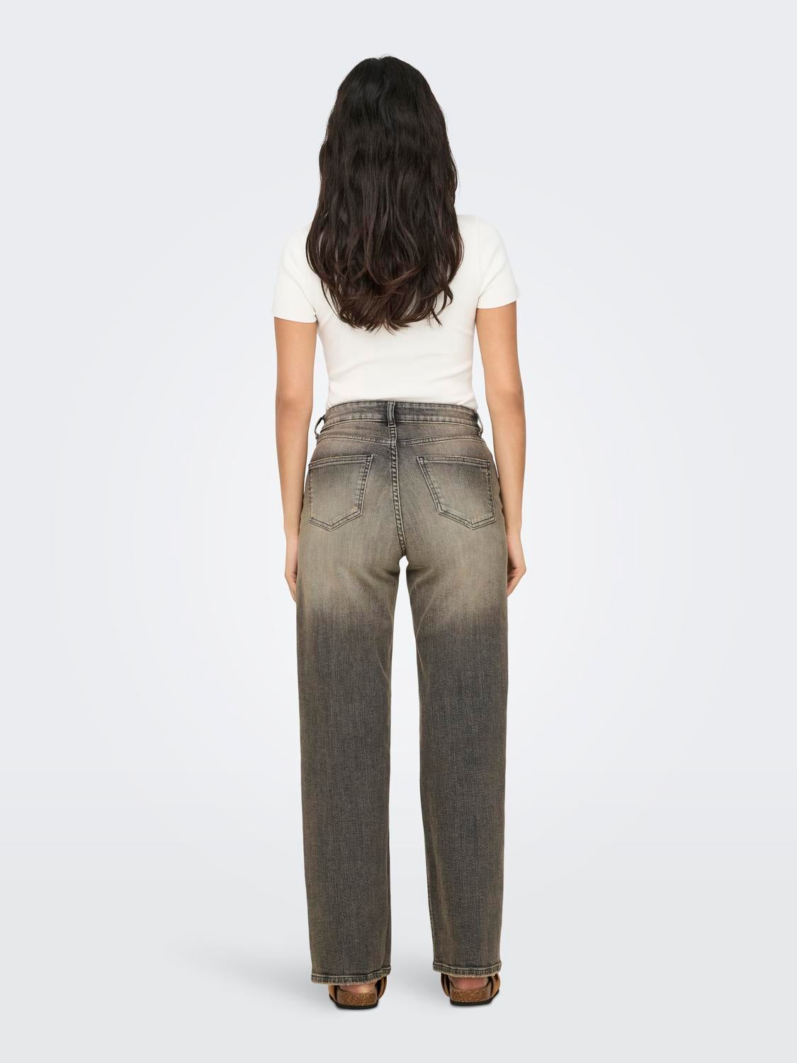 ONLJUICY Hohe Taille Weiter Beinschnitt Jeans Grey Denim