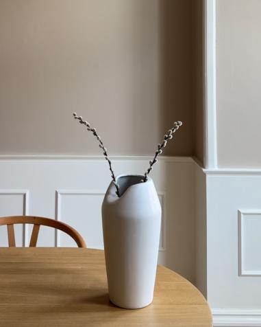 Decoratieve vaas APAMEA Steengoed 33 cm Wit
