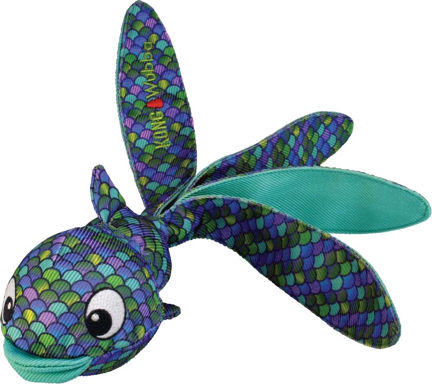 Kong hondenspeelgoed knuffel Wubba Finz vis blauw L