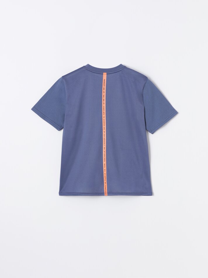 Camiseta estampada com bolso - Azul desbotado