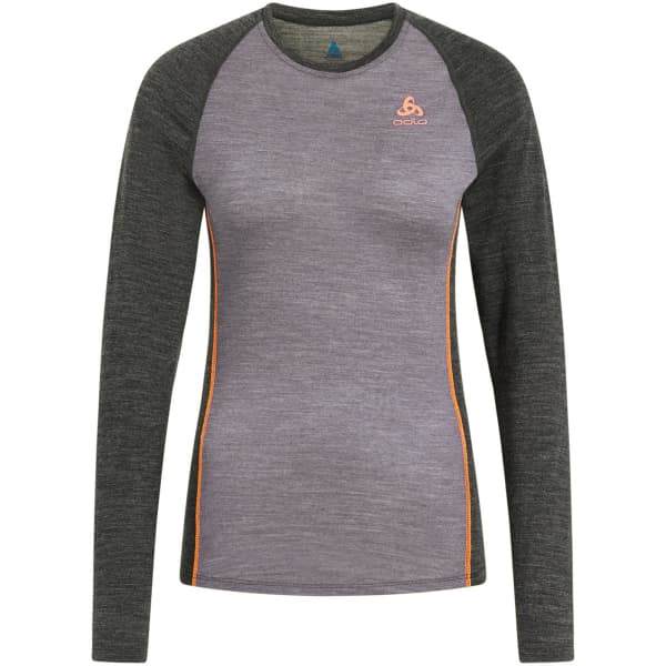 T-shirt thermique ODLO NATURAL PERFORMANCE PW 150 BL TOP CREW NECK L/S W FOLKSTONE GRAY/INDIA INK MELANGE